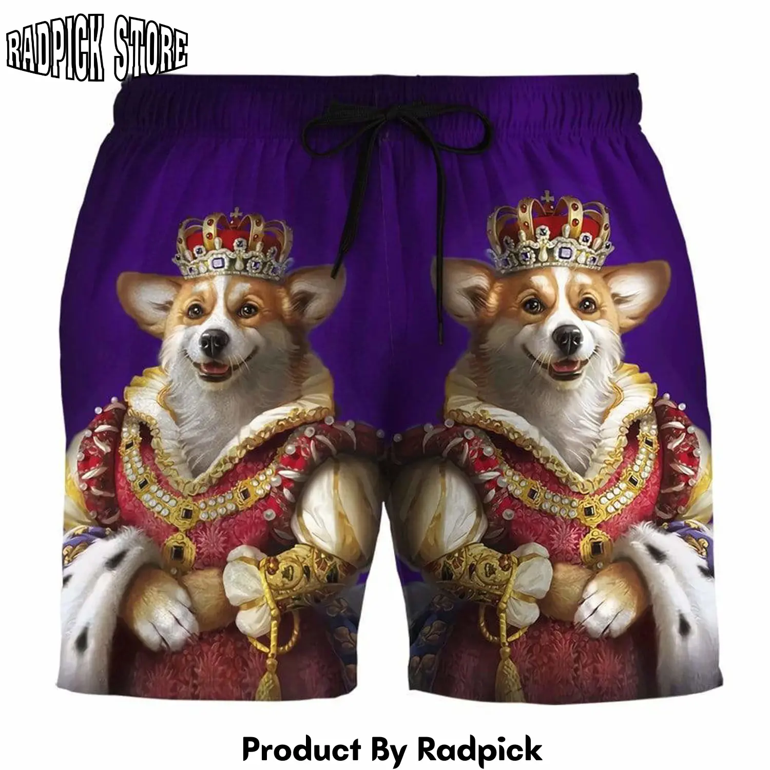 Radpick 3d elizabeth corgi custom beach shorts swim trunks rp631547